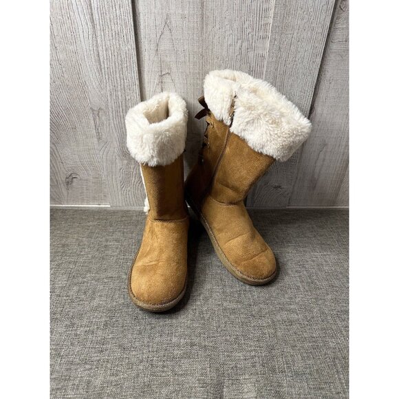 SO Womens Boots Size 5 Chestnut Brown Lori Style Winter Faux Fur Trim Winter - Picture 1 of 8